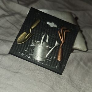 Garden Tool Brooch Set in Silver, Gold, and Bronze